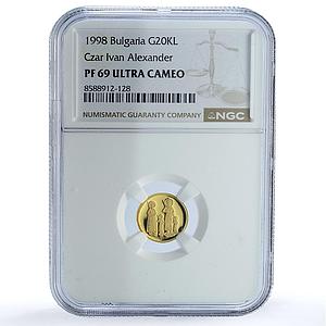 Bulgaria 20000 leva Ivan Alexander Tetraevangelia KM-326 PF69 NGC gold coin 1998