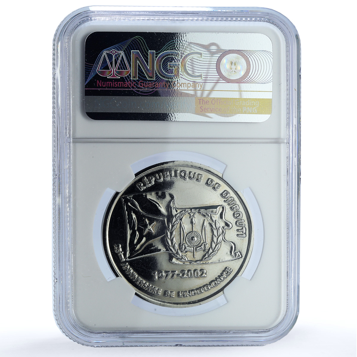 Djibouti 100 francs Independence KM-39 Egalite MS 62 NGC CuNi coin 2002 Djibouti 100 francs Independence KM-39 Egalite MS 62 NGC CuNi coin 2002