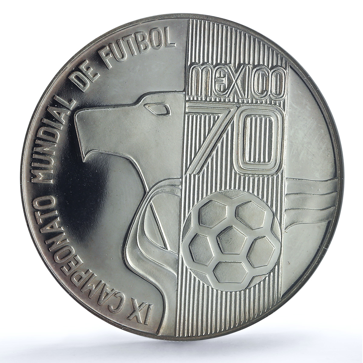 Mexico Football World Cup Eagle Obv. Jules Rimet 23g PF 68 NGC silver medal 1970