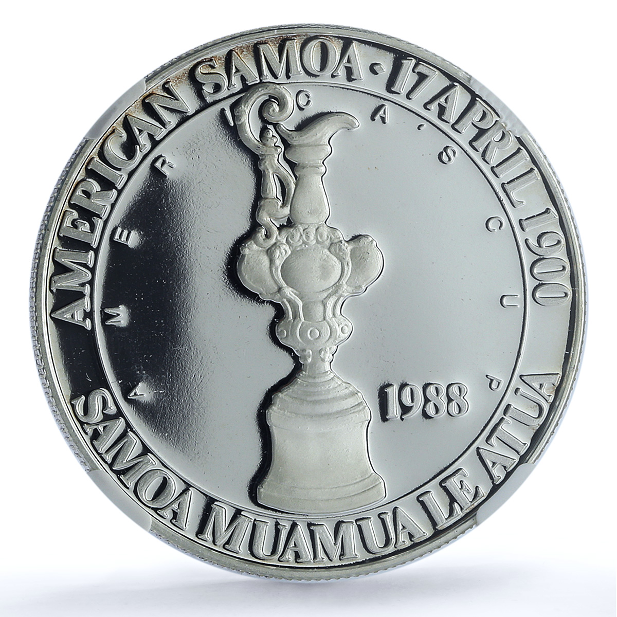 Samoa American 5 dollars America Cup RE KM-2 Ship PF 68 NGC silver coin 1988 Samoa American 5 dollars America Cup RE KM-2 Ship PF 68 NGC silver coin 1988