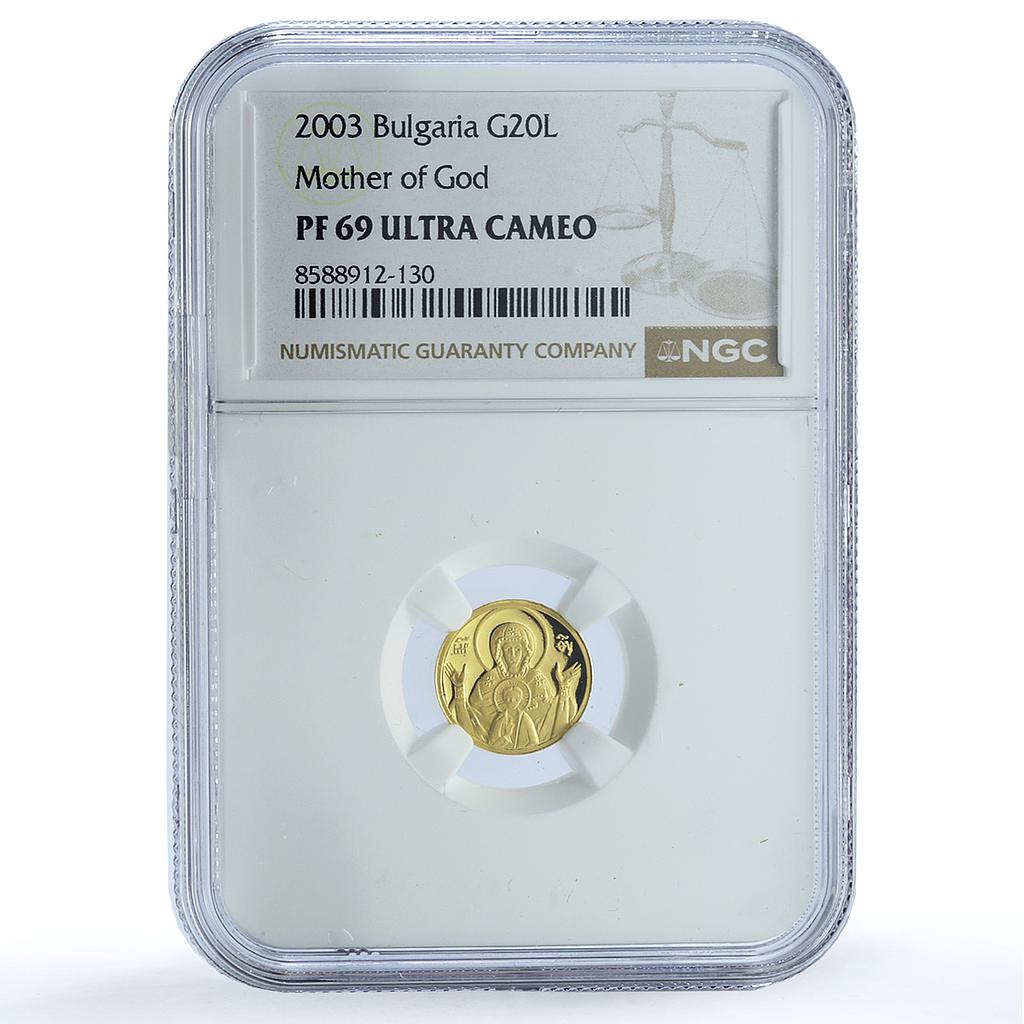 Bulgaria 20 leva Virgin Mary w/ Jesus KM-269 Madonna PF 69 NGC gold coin 2003 Bulgaria 20 leva Virgin Mary w/ Jesus KM-269 Madonna PF 69 NGC gold coin 2003