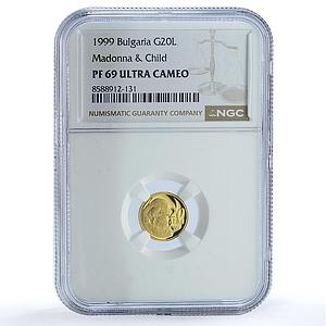 Bulgaria 20 leva Virgin Mary w/ Jesus KM-278 PF 69 NGC gold coin 1999