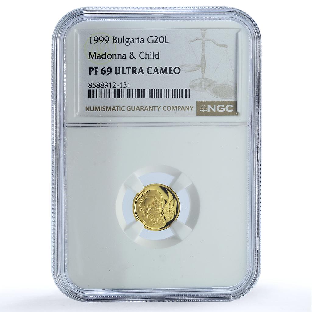 Bulgaria 20 leva Virgin Mary w/ Jesus KM-278 PF 69 NGC gold coin 1999 Bulgaria 20 leva Virgin Mary w/ Jesus KM-278 PF 69 NGC gold coin 1999