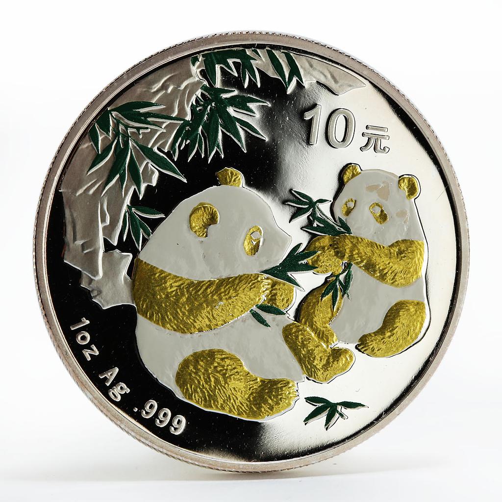 China 10 yuan Two Pandas gilded silver coin 2006