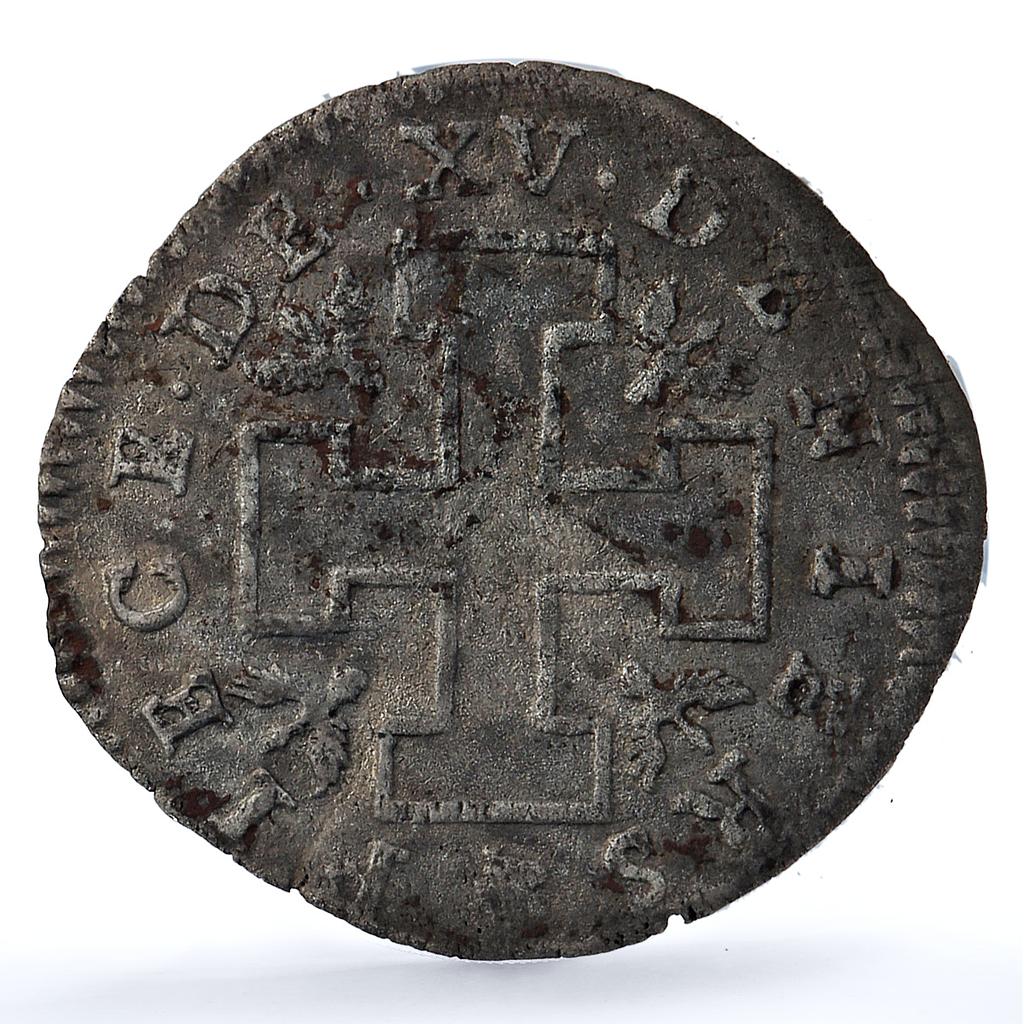 France Lorraine 15 deniers Leopold I KM-74 Boudeau- 1590 Flon-62 billon coin ND France Lorraine 15 deniers Leopold I KM-74 Boudeau- 1590 Flon-62 billon coin ND