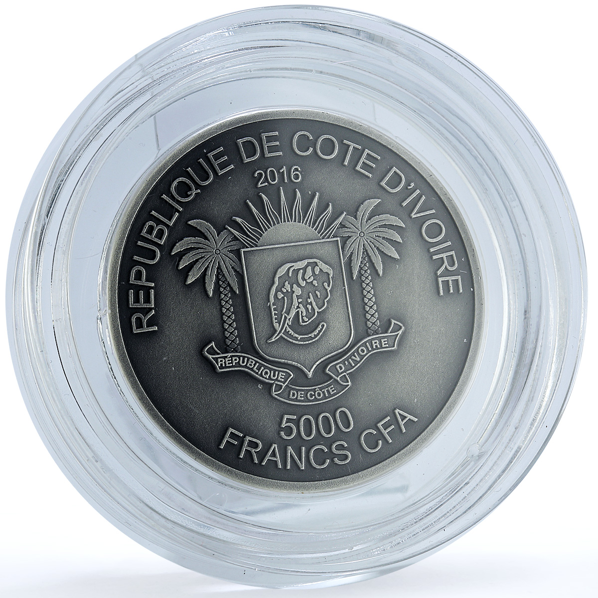 Ivory Coast 5000 francs Lion Km-142 African Wildlife Fauna 5 oz silver coin 2016 Ivory Coast 5000 francs Lion Km-142 African Wildlife Fauna 5 oz silver coin 2016