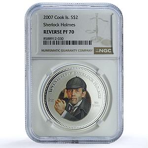 Cook Islands 2 dollars Sherlock Holmes Adventures MS 70 NGC silver coin 2007