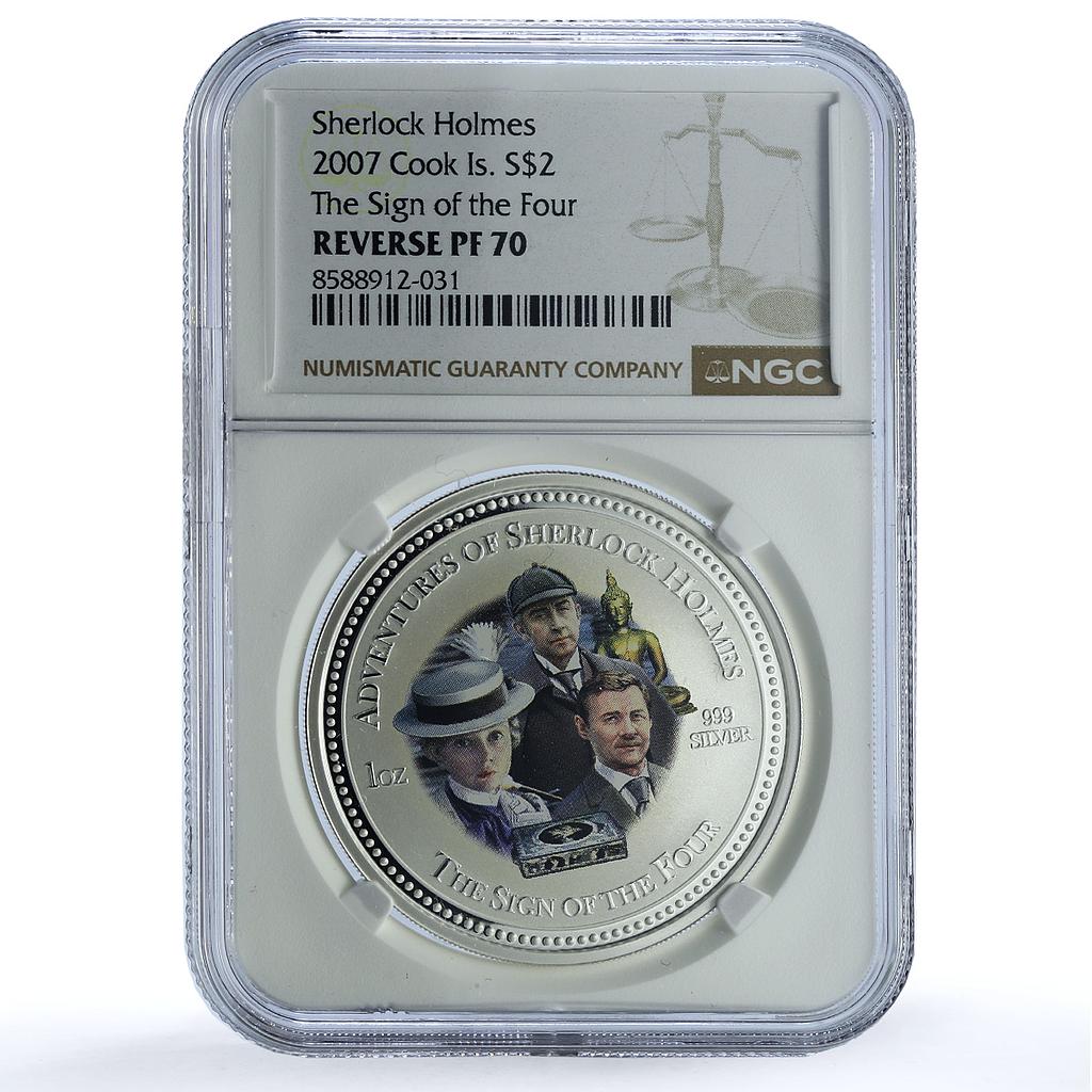 Cook Islands 2 dollars Sign of Four Sherlock Holmes MS 70 NGC silver coin 2007 Cook Islands 2 dollars Sign of Four Sherlock Holmes MS 70 NGC silver coin 2007