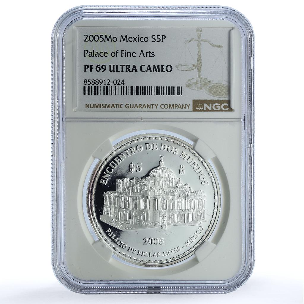 Mexico 5 pesos Palace Fine Arts KM-765 Ibero-American PF 69 NGC silver coin 2005