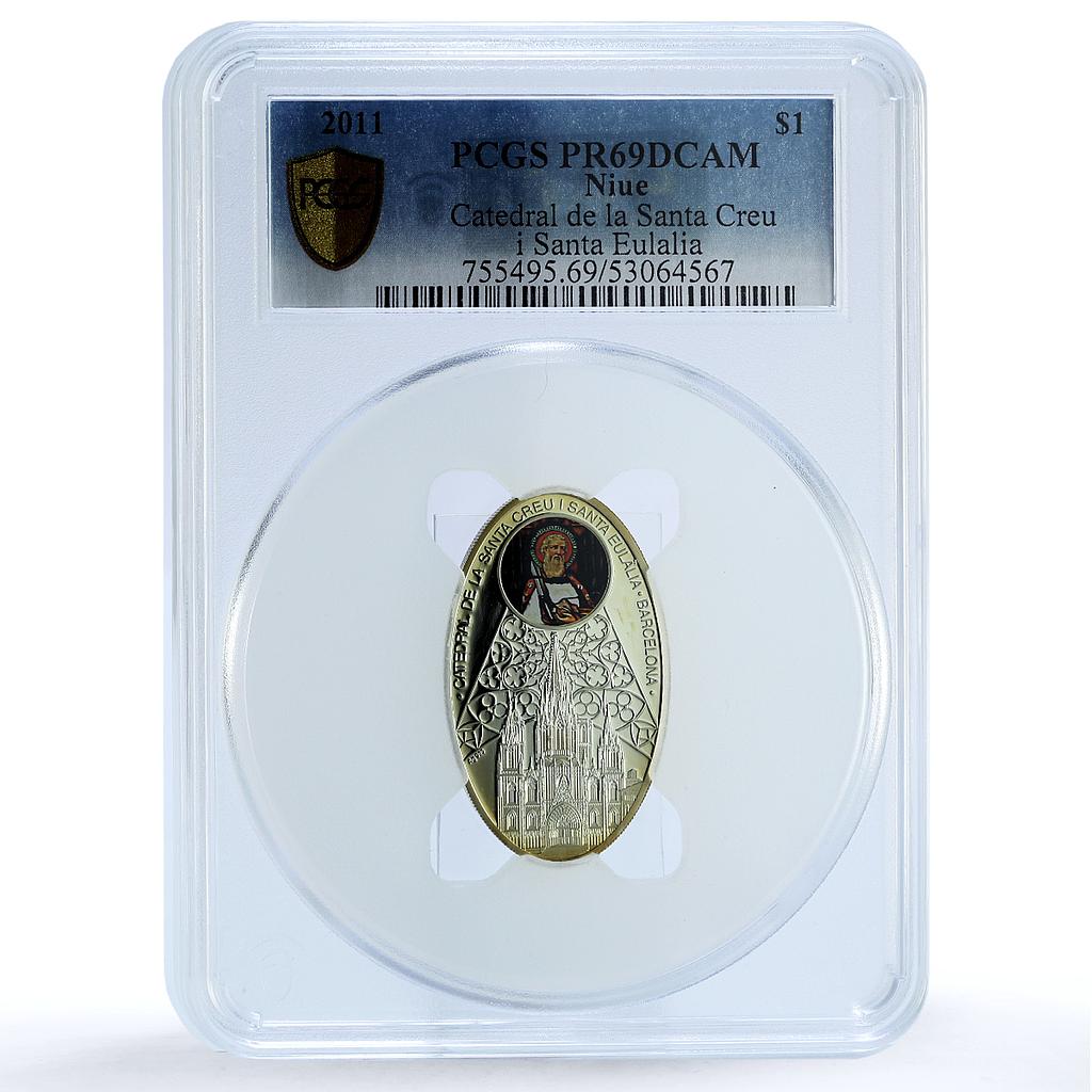 Niue 1 dollar Santa Creu Cathedral Barcelona KM-778 Gothic PR 69 PCGS coin 2011