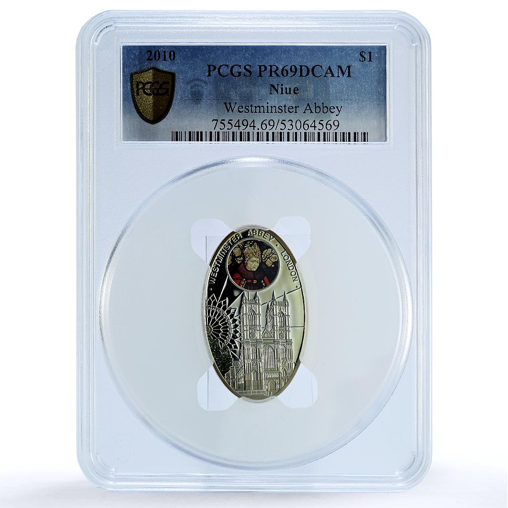 Niue 1 dollar Westminster Abbey London KM-557 Gothic PR 69 PCGS silver coin 2010