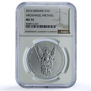 Ukraine 1 hryvnia Archangel Michael Archistratus MS 70 NGC silver coin 2016