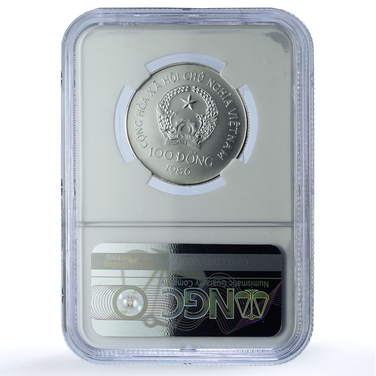 Vietnam 100 dong Junk KM-18 Ship Clipper MS 70 NGC silver coin 1986