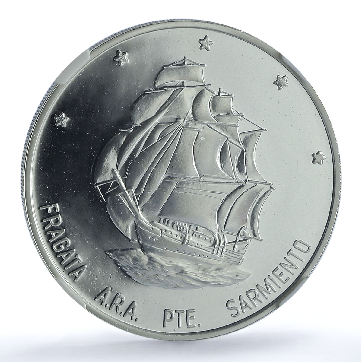 Argentina 25 pesos Sarmiento KM-138 Ibero-American Ship PF 67 NGC Ag coin 2002 Argentina 25 pesos Sarmiento KM-138 Ibero-American Ship PF 67 NGC Ag coin 2002