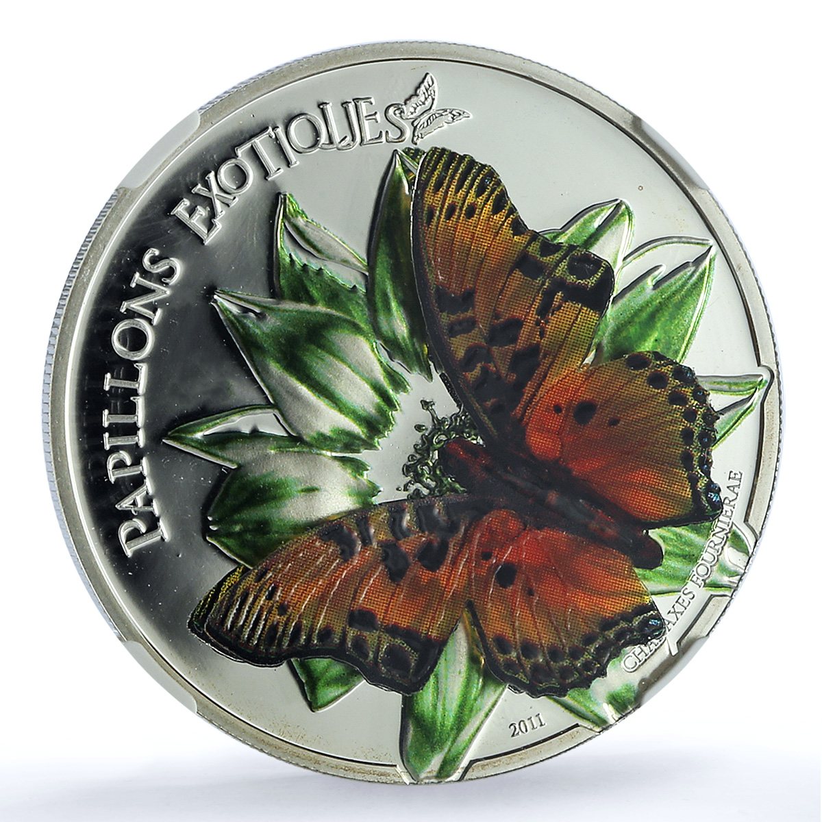 Cameroon 1000 francs Charahex Fournierae KM-50 Butterfly PF 70 NGC Ag coin 2011