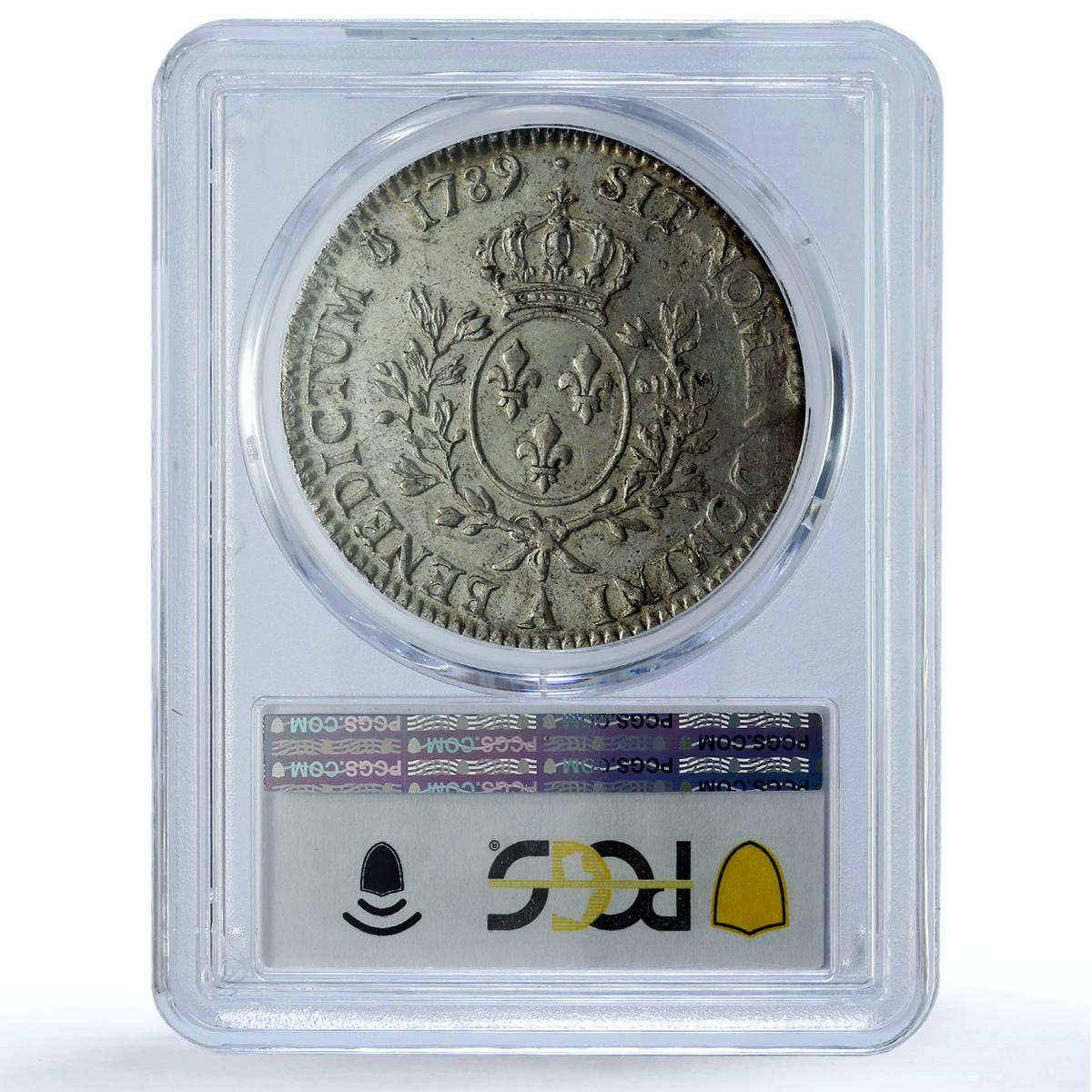 France 1 ecu Louis XVI No Dot Sem KM-564.1 Gad-356 AU 58 PCGS silver coin 1789 A