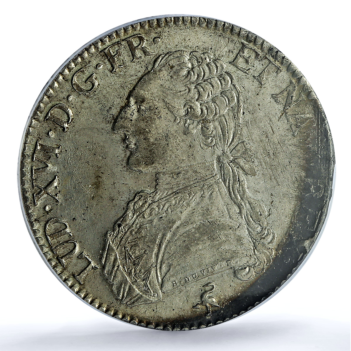 France 1 ecu Louis XVI No Dot Sem KM-564.1 Gad-356 AU 58 PCGS silver coin 1789 A