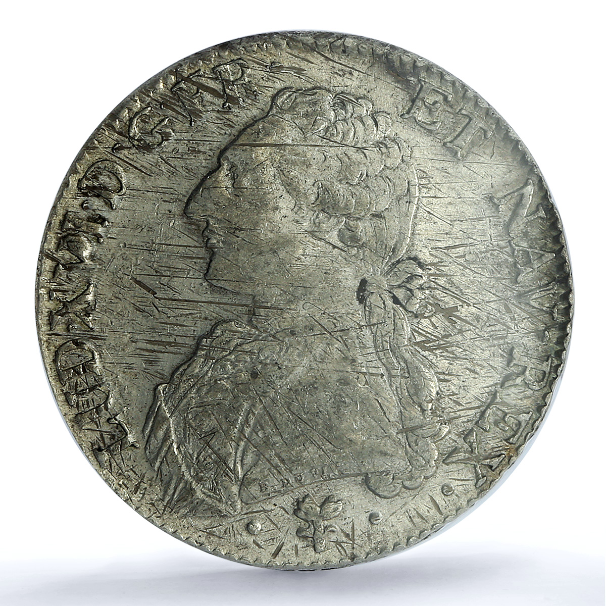 France 1 ecu Louis XVI KM-564.9 Gad-356 AU 55 PCGS silver coin 1788 L France 1 ecu Louis XVI KM-564.9 Gad-356 AU 55 PCGS silver coin 1788 L