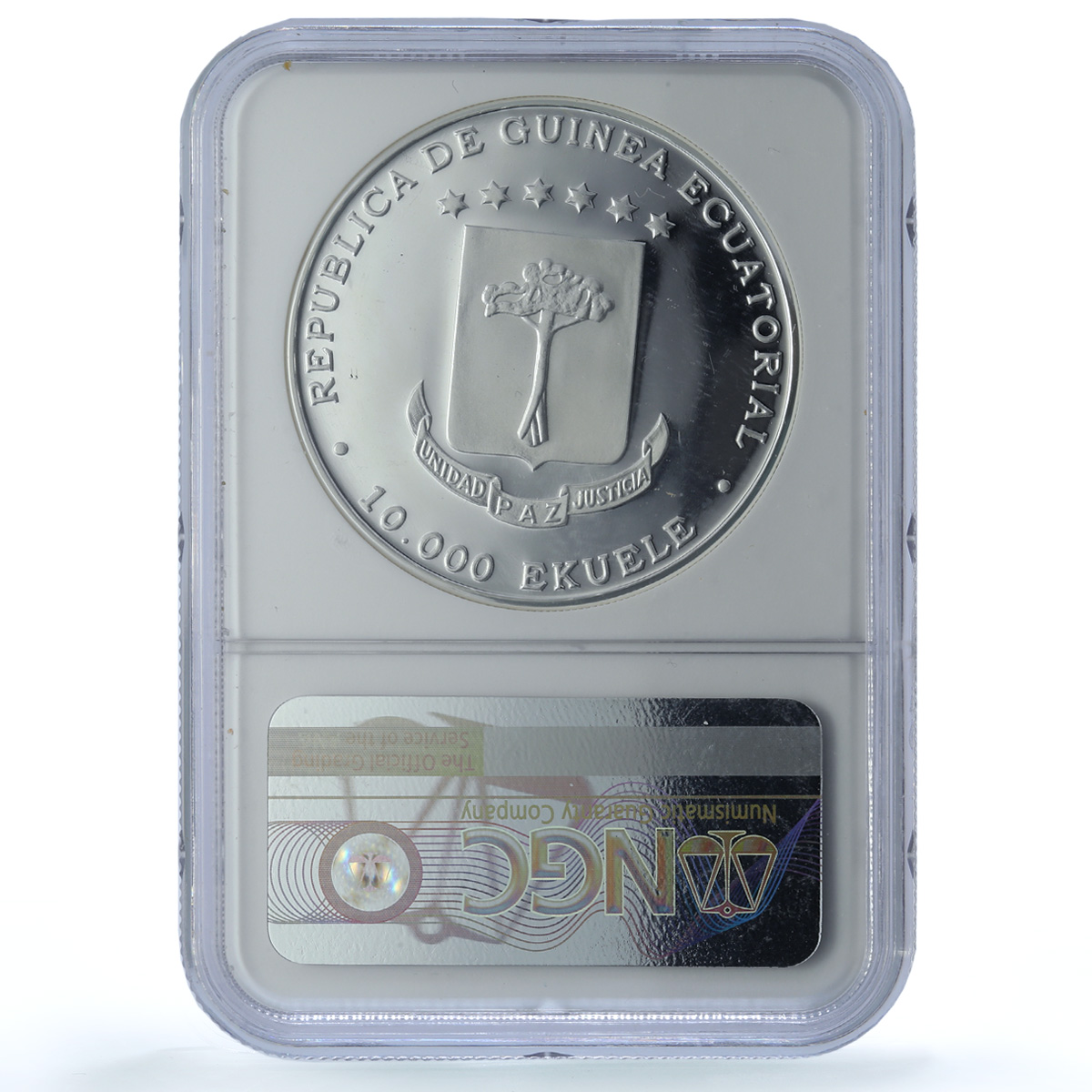 Guinea Equatorial 10000 ekuele Cervantes Don Quijote PF 68 NGC silver coin 1997 Guinea Equatorial 10000 ekuele Cervantes Don Quijote PF 68 NGC silver coin 1997