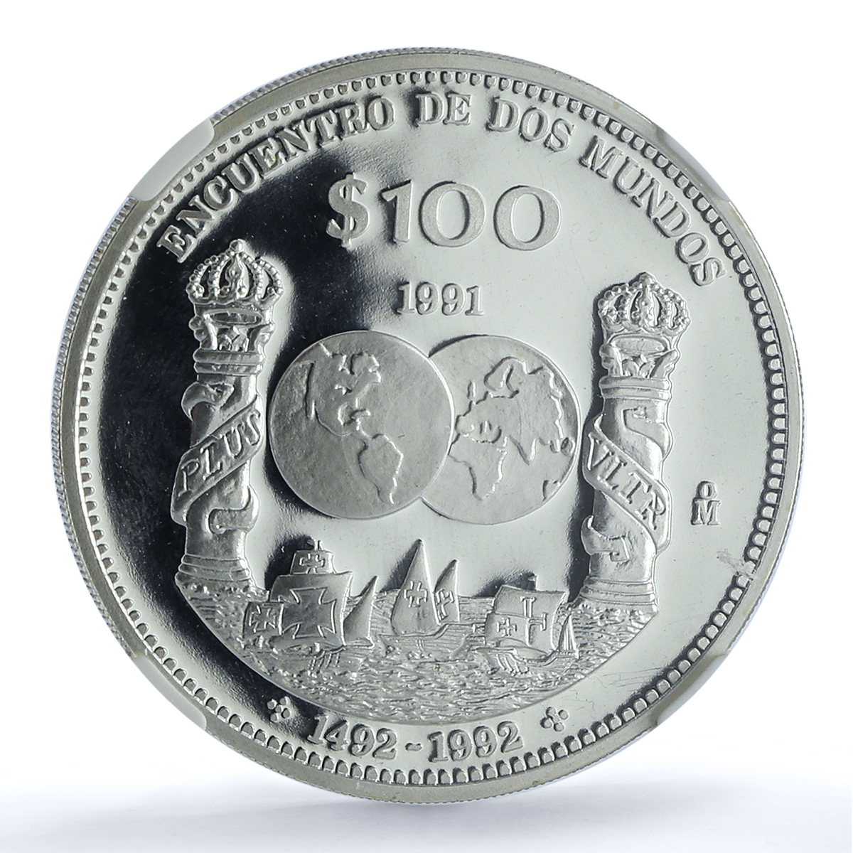 Mexico 100 pesos Columnaria KM-540 Ibero-American Ship PF69 NGC silver coin 1991