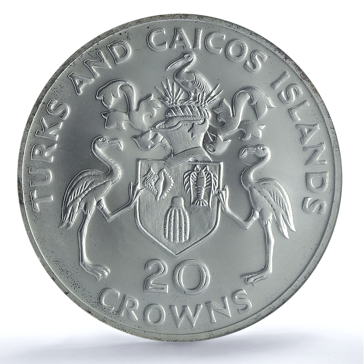 Turks Caicos Islands 20 crowns Churchill KM-2 MS 69 NGC silver coin 1974 Turks Caicos Islands 20 crowns Churchill KM-2 MS 69 NGC silver coin 1974