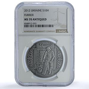 Ukraine 10 hryvnias Furrier Kushnir KM-679 Crafts MS 70 NGC silver coin 2012