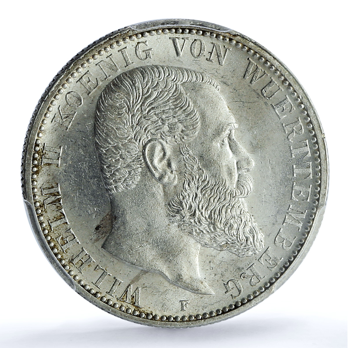 Germany Wurttemberg 2 mark Wilhelm II KM-631 J-174 MS 62 PCGS silver coin 1906 F Germany Wurttemberg 2 mark Wilhelm II KM-631 J-174 MS 62 PCGS silver coin 1906 F
