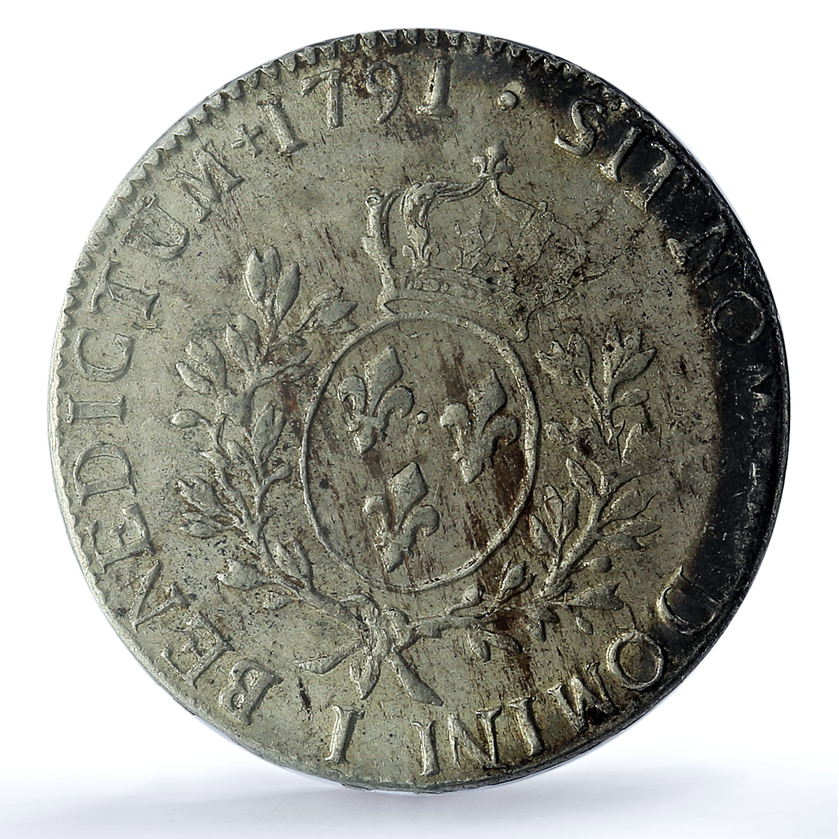 France 1 ecu Louis XVI KM-564.7 Gad-356 AU 55 PCGS silver coin 1791 I France 1 ecu Louis XVI KM-564.7 Gad-356 AU 55 PCGS silver coin 1791 I
