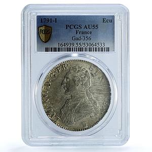 France 1 ecu Louis I Bearn Cow Mark KM-572 Gad-356a AU 55 PCGS silver coin 1786