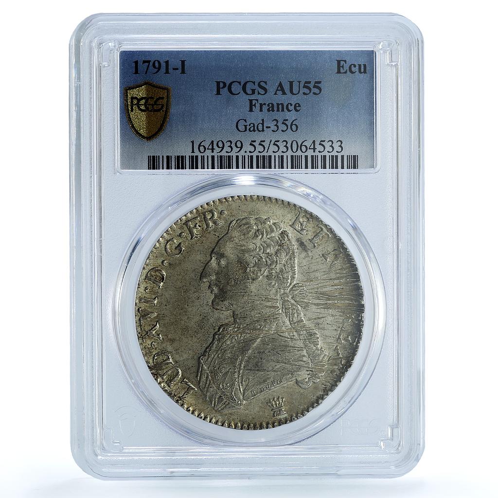 France 1 ecu Louis I Bearn Cow Mark KM-572 Gad-356a AU 55 PCGS silver coin 1786 France 1 ecu Louis I Bearn Cow Mark KM-572 Gad-356a AU 55 PCGS silver coin 1786