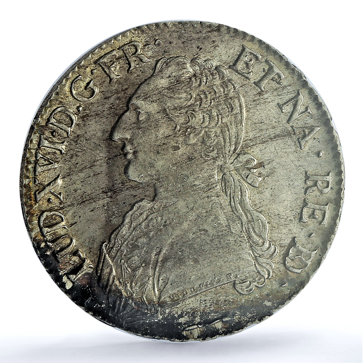 France 1 ecu Louis I Bearn Cow Mark KM-572 Gad-356a AU 55 PCGS silver coin 1786 France 1 ecu Louis I Bearn Cow Mark KM-572 Gad-356a AU 55 PCGS silver coin 1786