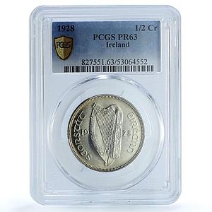 Ireland 1/2 crown 2 shillings 6 pence KM-8 Horse PR 63 PCGS silver coin 1928