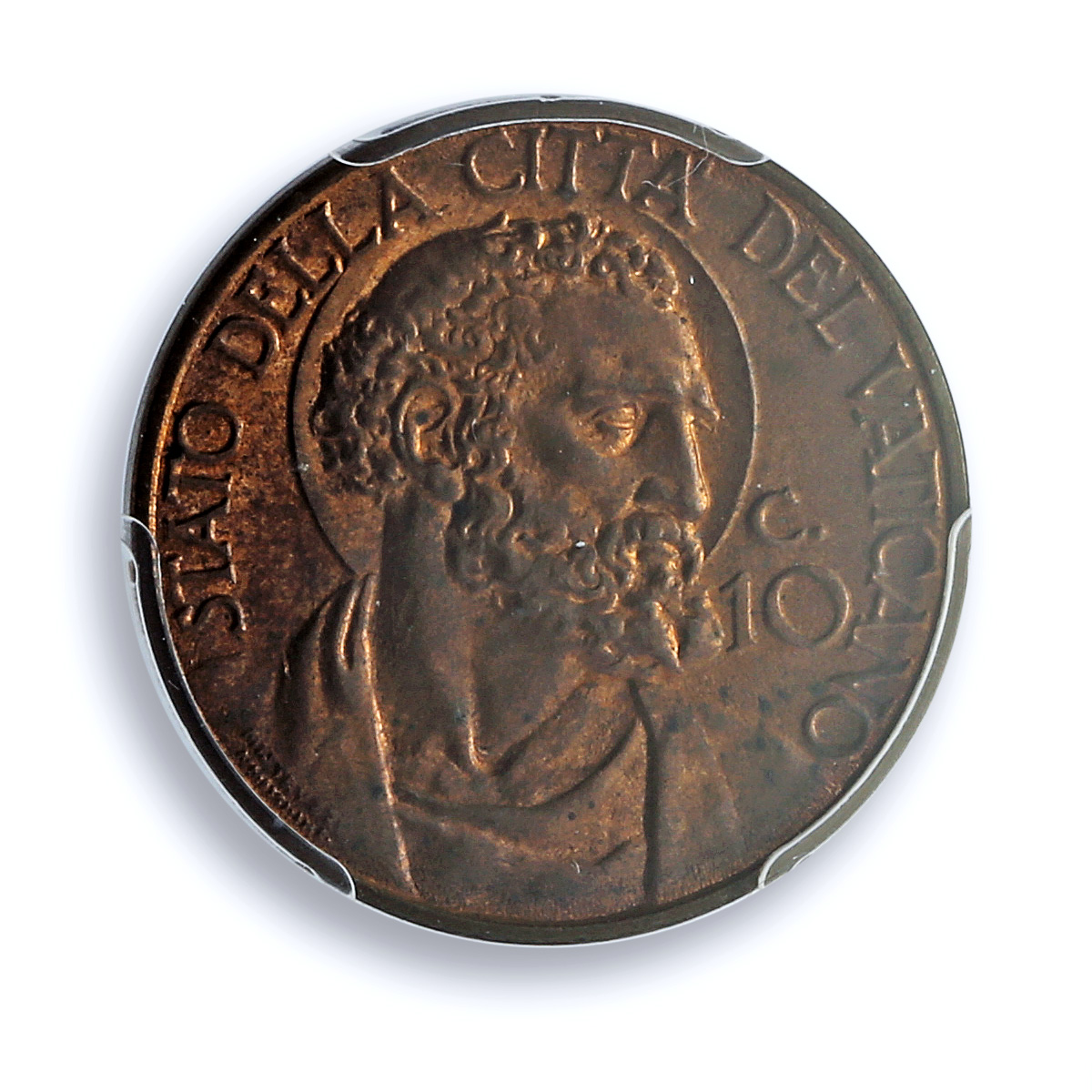 Vatican 10 centesimi Pius XI KM-2 Berman-3360 St. Peter MS 64 PCGS BN coin 1936 Vatican 10 centesimi Pius XI KM-2 Berman-3360 St. Peter MS 64 PCGS BN coin 1936