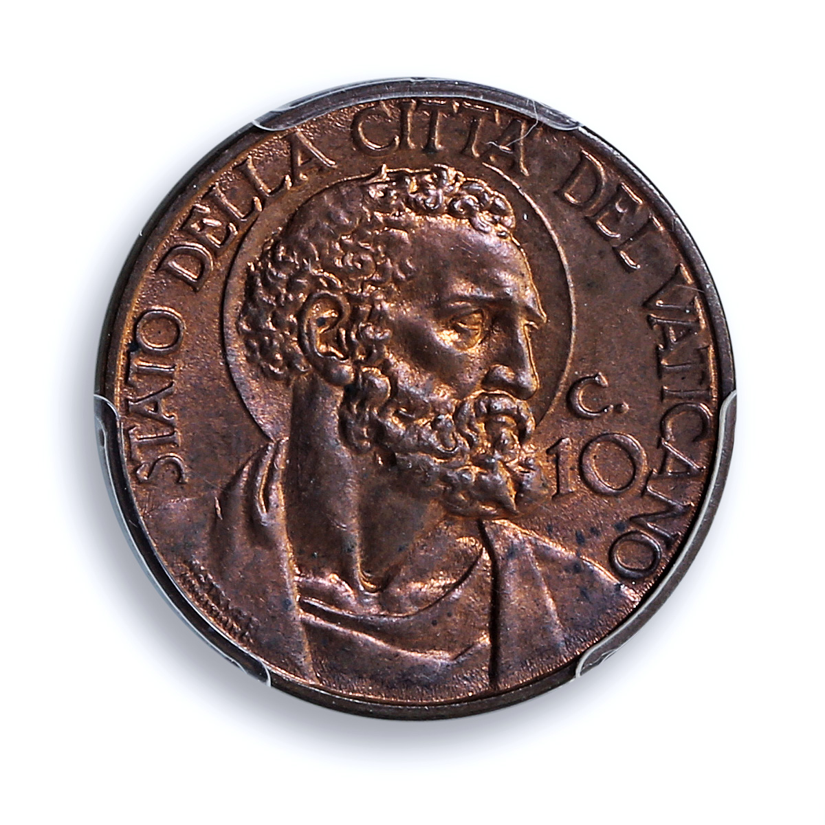 Vatican 10 centesimi Pius XI KM-2 Berman-3360 St. Peter MS 64 PCGS BN coin 1936 Vatican 10 centesimi Pius XI KM-2 Berman-3360 St. Peter MS 64 PCGS BN coin 1936