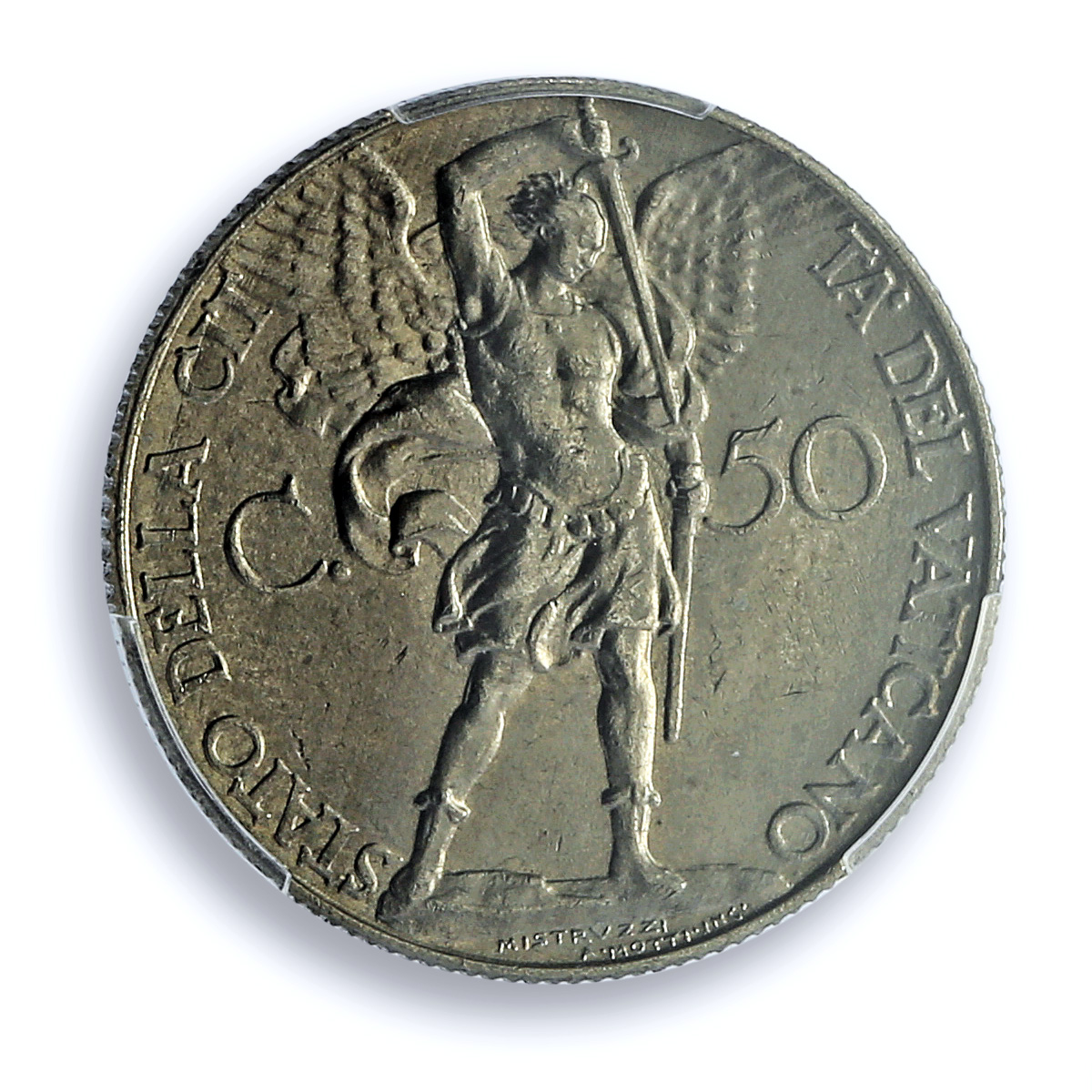 Vatican 50 centesimi KM-4 Berman-3358 Archangel Michael MS 65 PCGS Ni coin 1936 Vatican 50 centesimi KM-4 Berman-3358 Archangel Michael MS 65 PCGS Ni coin 1936