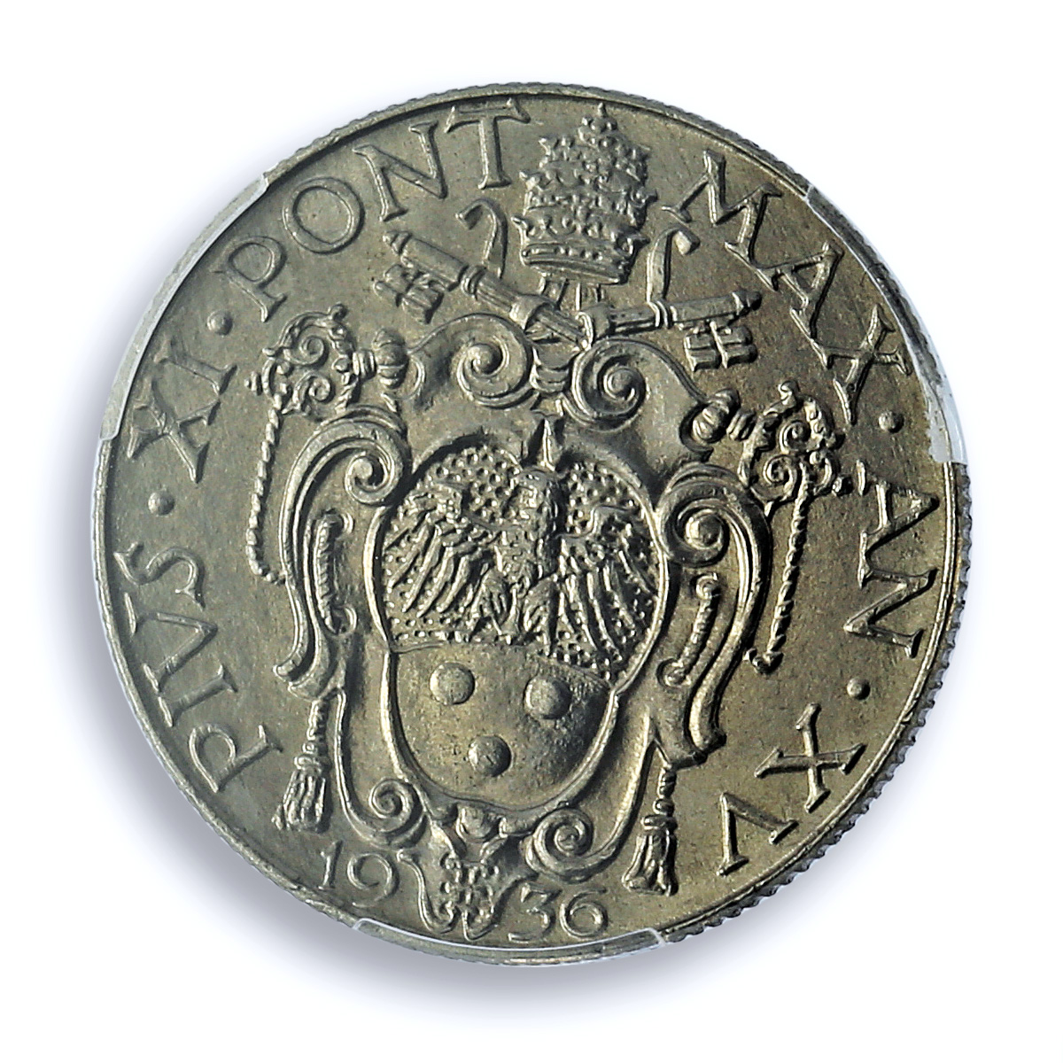 Vatican 50 centesimi KM-4 Berman-3358 Archangel Michael MS 65 PCGS Ni coin 1936 Vatican 50 centesimi KM-4 Berman-3358 Archangel Michael MS 65 PCGS Ni coin 1936