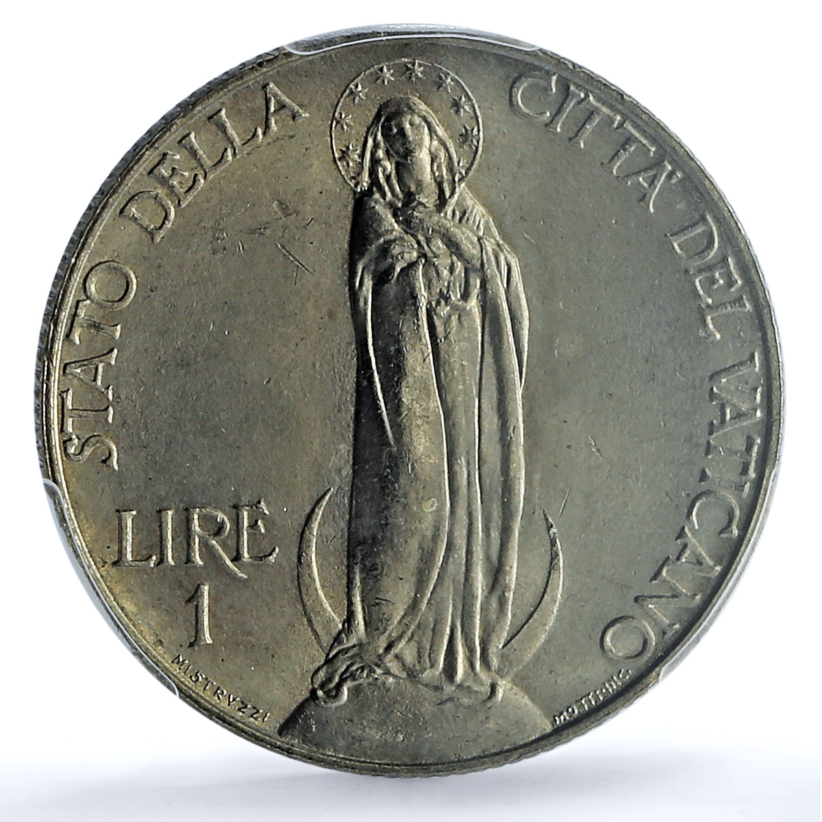 Vatican 1 lira Pius XI KM-5 Berman-3357 Virgin Mary MS 64 PCGS nickel coin 1936 Vatican 1 lira Pius XI KM-5 Berman-3357 Virgin Mary MS 64 PCGS nickel coin 1936