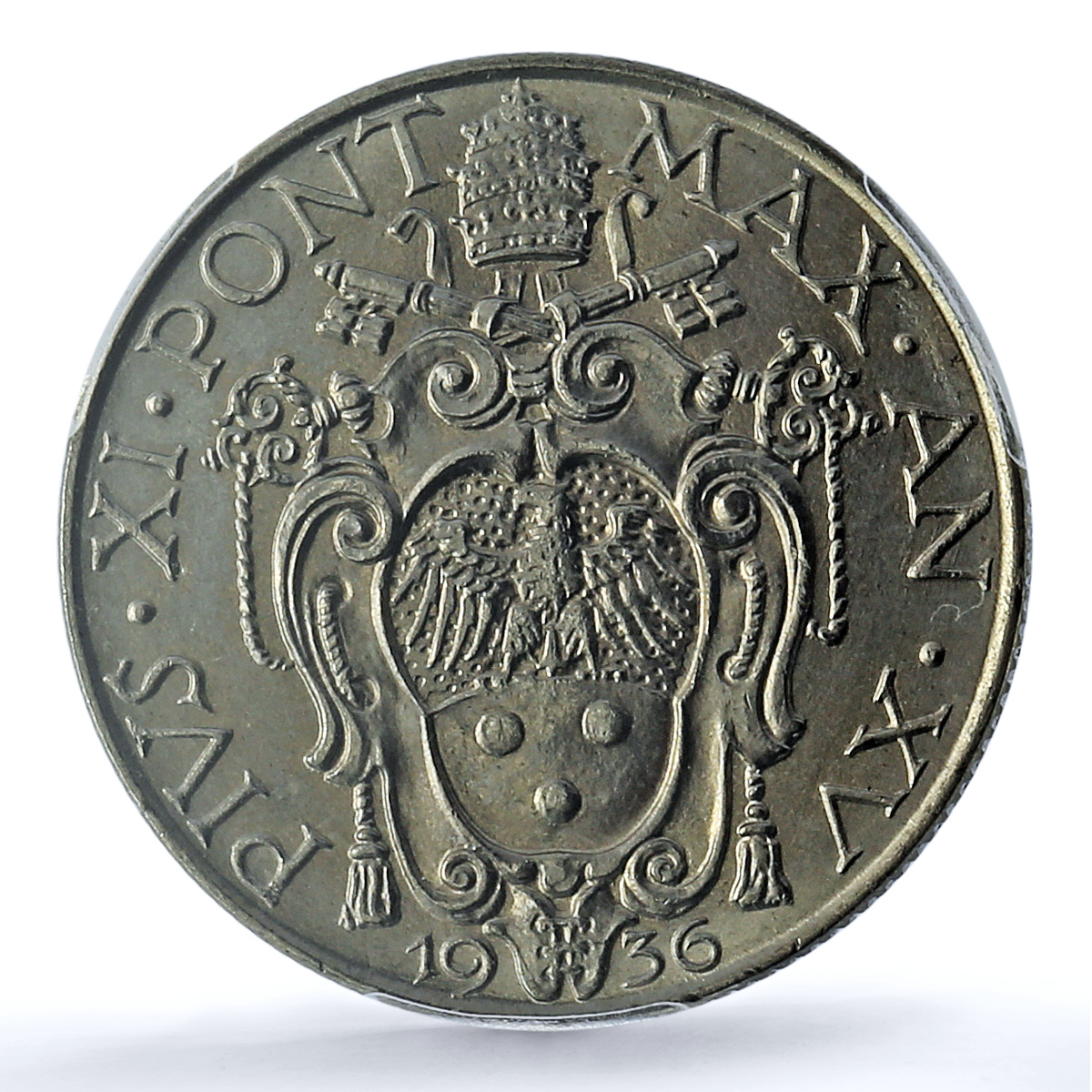 Vatican 1 lira Pius XI KM-5 Berman-3357 Virgin Mary MS 64 PCGS nickel coin 1936 Vatican 1 lira Pius XI KM-5 Berman-3357 Virgin Mary MS 64 PCGS nickel coin 1936