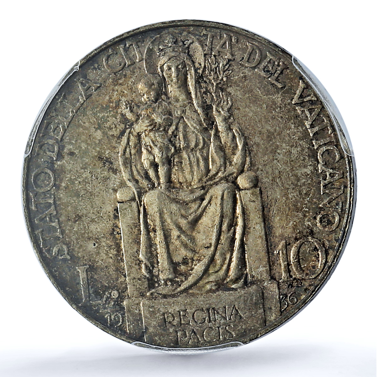 Vatican 10 lire Pius XI KM-8 Berman-3354 Madonna Child MS 64 PCGS Ag coin 1936 Vatican 10 lire Pius XI KM-8 Berman-3354 Madonna Child MS 64 PCGS Ag coin 1936