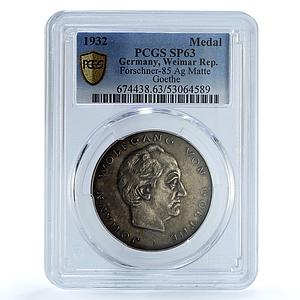 Germany Weimar Wolfgang Goethe Forschner-85 SP 63 PCGS silver medal 1932