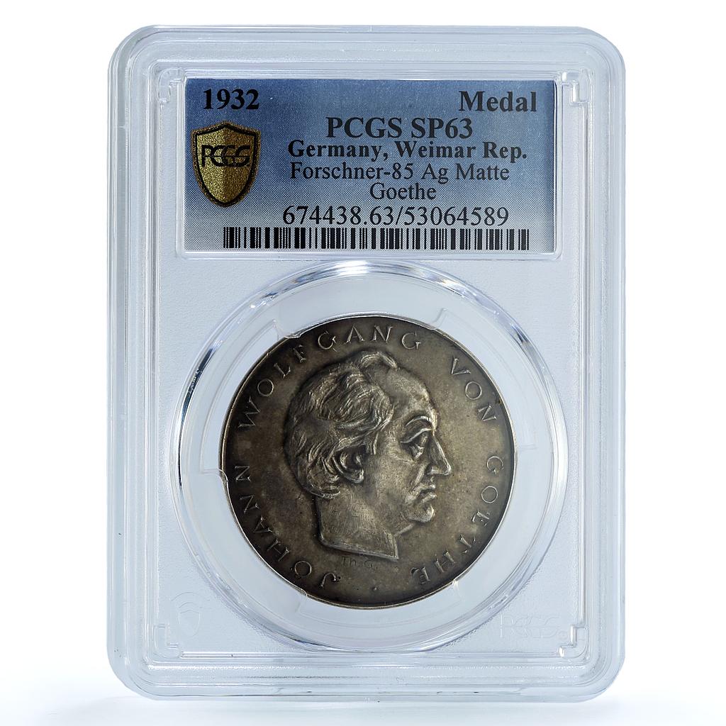 Germany Weimar Wolfgang Goethe Forschner-85 SP 63 PCGS silver medal 1932