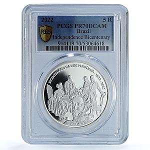Brazil 5 reais Independence KM-736 Anniversary Flag PR 70 PCGS silver coin 2022