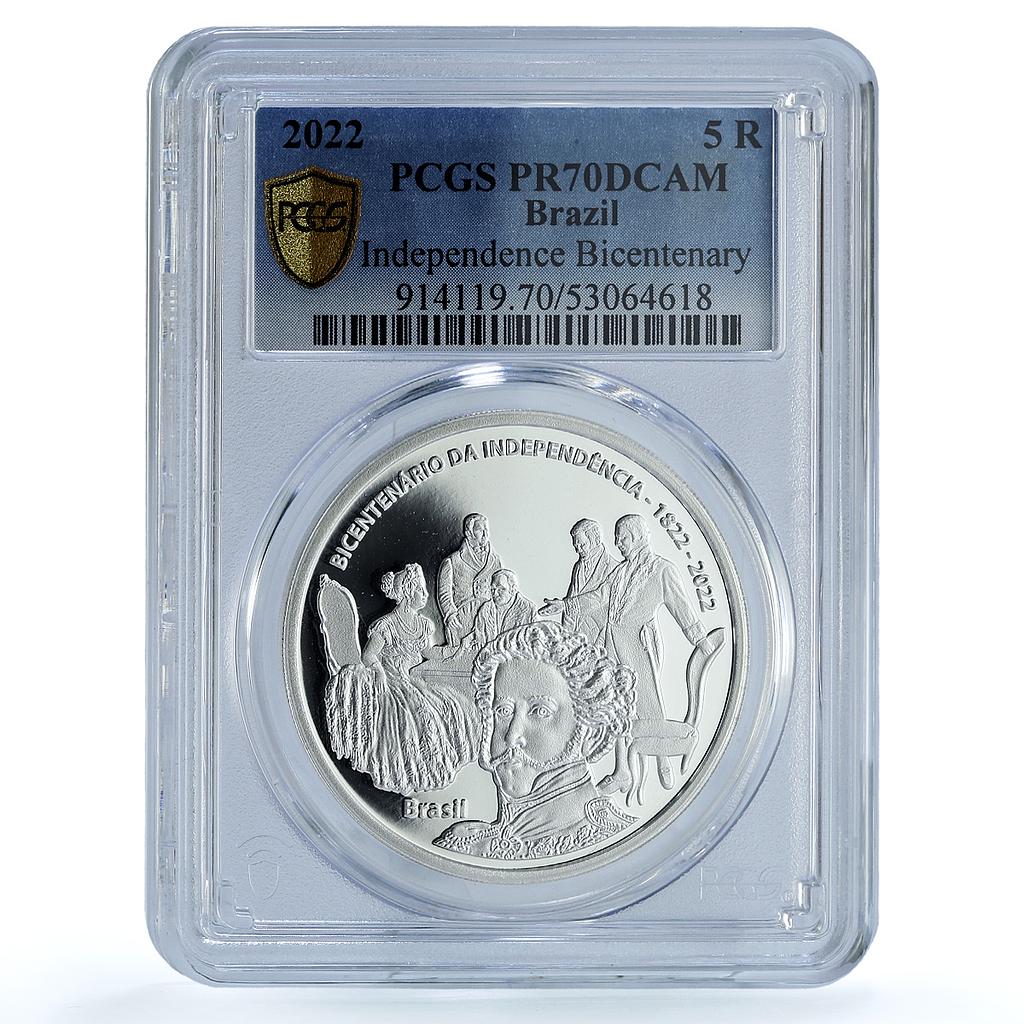 Brazil 5 reais Independence KM-736 Anniversary Flag PR 70 PCGS silver coin 2022
