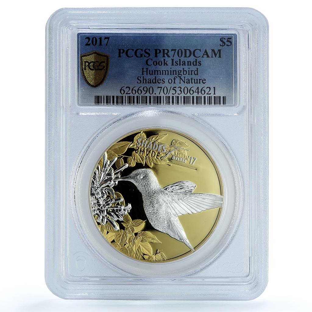 Cook Islands 5 dollars Hummingbird KM-1847 Shades Nature PR 70 PCGS Ag coin 2017 Cook Islands 5 dollars Hummingbird KM-1847 Shades Nature PR 70 PCGS Ag coin 2017