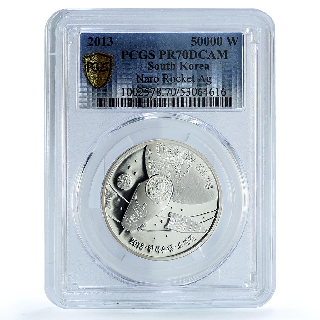 Korea South 50000 won Naro Rocket Launch Space PR 70 PCGS silver coin 2013 Korea South 50000 won Naro Rocket Launch Space PR 70 PCGS silver coin 2013