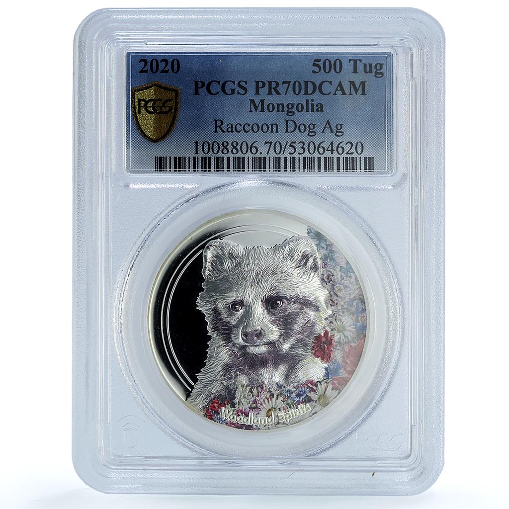 Mongolia 500 togrog Raccoon Dog KM-403 Woodland Spirits PR 70 PCGS Ag coin 2020 Mongolia 500 togrog Raccoon Dog KM-403 Woodland Spirits PR 70 PCGS Ag coin 2020