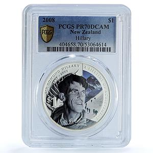 New Zealand 1 dollar Hillary KM-311 Everest Mountain PR 70 PCGS silver coin 2008
