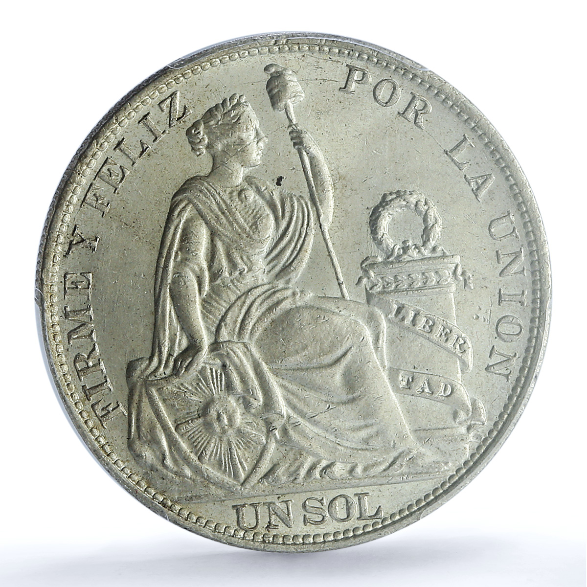 Peru 1 sol Republic KM-196.26 Seated Liberty MS 63 PCGS silver coin 1915 FG