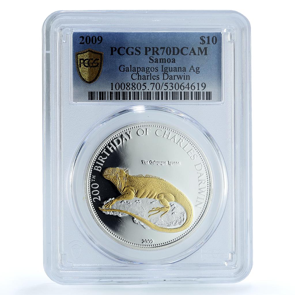 Samoa 10 tala Charles Darwin KM-206 Iguana Lizard PR 70 PCGS silver coin 2009 Samoa 10 tala Charles Darwin KM-206 Iguana Lizard PR 70 PCGS silver coin 2009