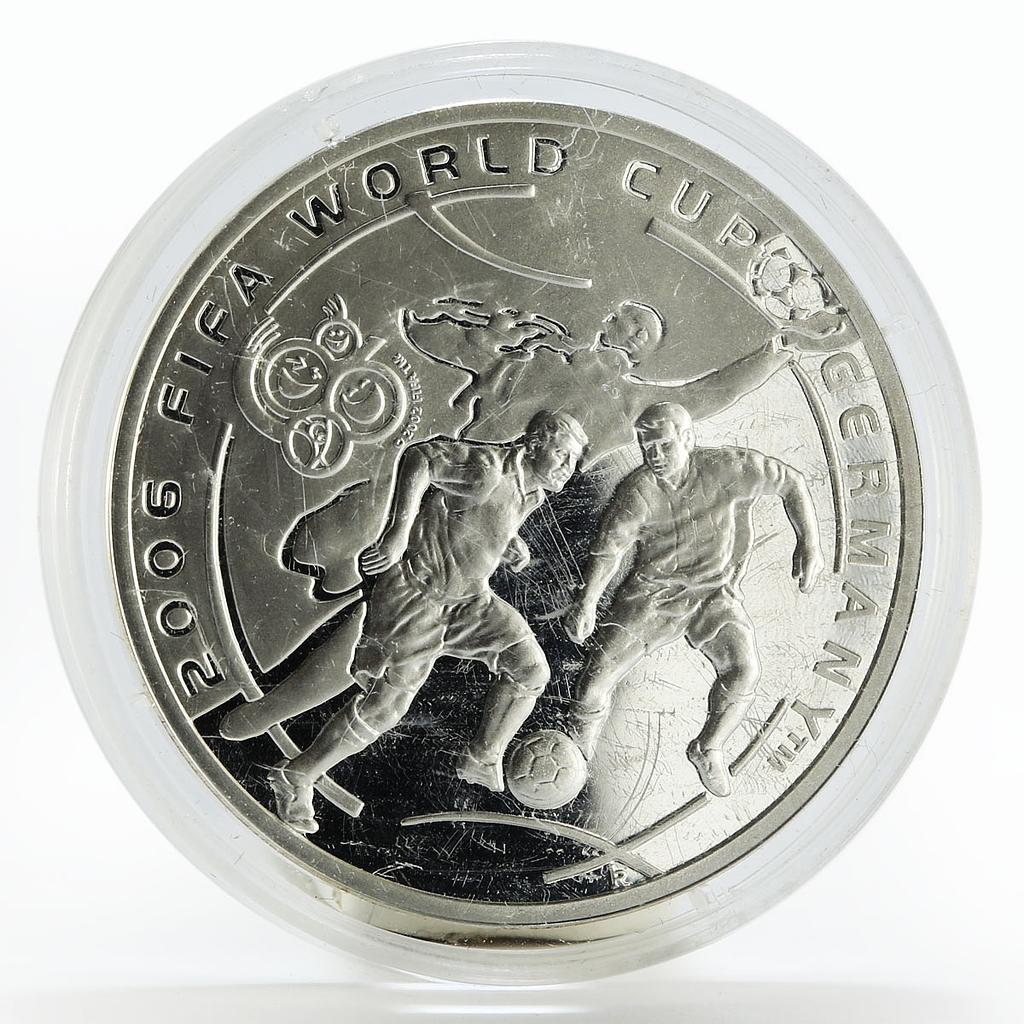 Armenia 100 dram FIFA World Cup Soccer Football Germany silver coin 2004